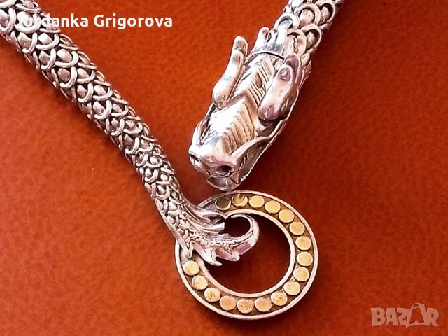 Уникално колие - John Hardy - Дракон от стерлингово сребро и 18k жълто