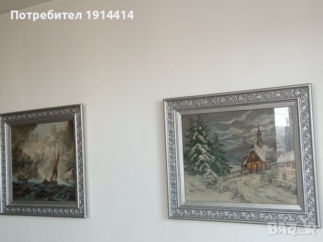 Гоблени  "Развълнуваното езеро" и "Зима параклис" Вилер, снимка 5 - Гоблени - 39389700
