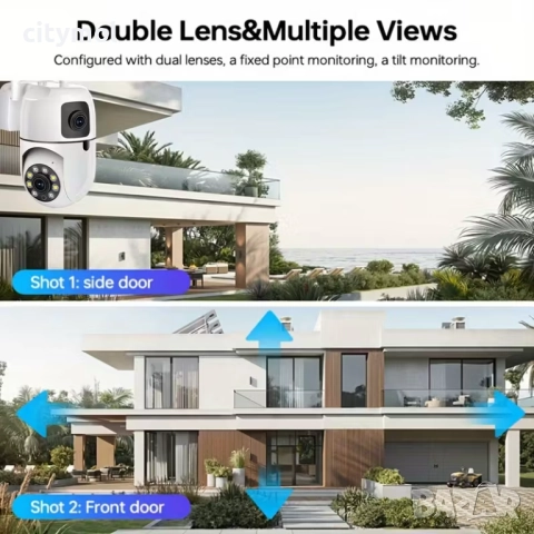 Двойна Smart WiFi безжична IP камера 5MP всяка, FULL-HD нощно виждане, SD карта, 2.4 Ghz, снимка 8 - IP камери - 51830362