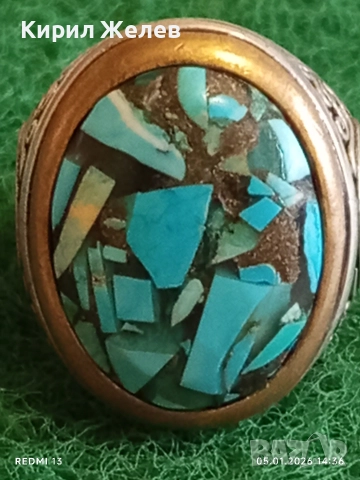 Еврейски сребърен скъпоценен пръстен ювелирна изработка 26220, снимка 8 - Пръстени - 52988453