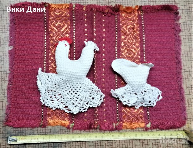 плетени на една кука петле и кокошка, снимка 3 - Антикварни и старинни предмети - 38692383