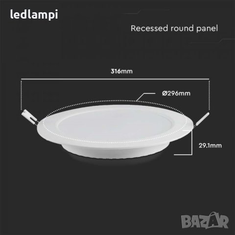 LED Луна за вграждане 24W Кръг SLIM - ИЗГОДНА ЦЕНА, снимка 4 - Лед осветление - 41264234