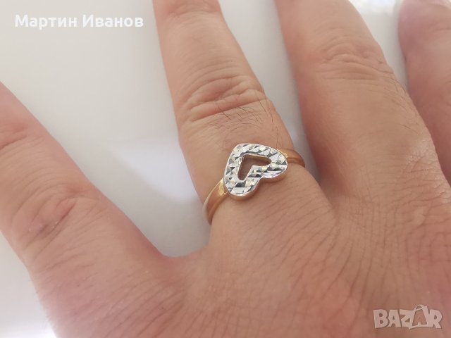 Златен пръстен сърце , снимка 8 - Пръстени - 40875064