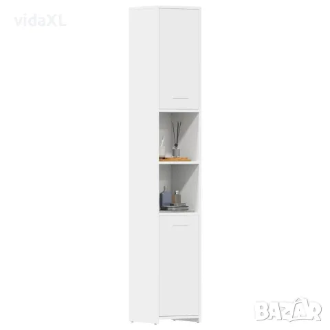 vidaXL Шкаф за баня, бял, 30x30x183,5 см, инженерно дърво, снимка 4 - Шкафове - 56147712