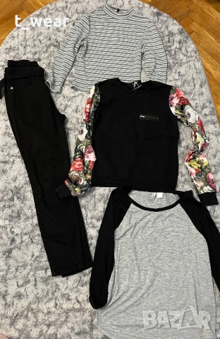 Лот дънки и три блузи 