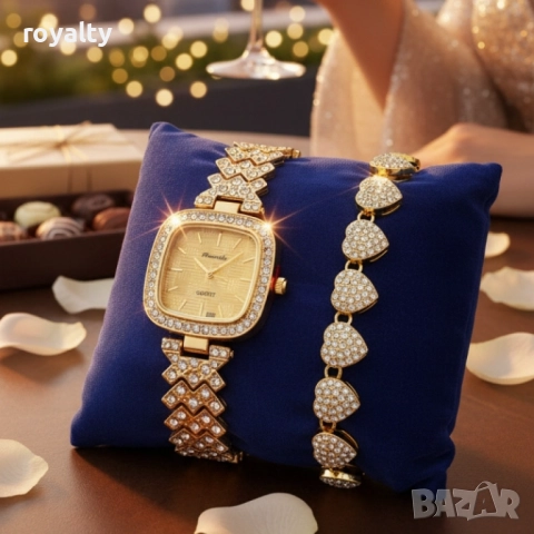 Елегантен дамски часовник с гривна – решение за подарък и ежедневен блясък, снимка 2 - Дамски - 52122400