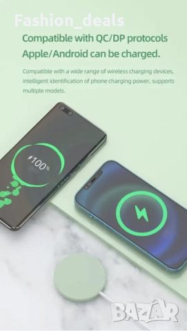 Ново Магнитно безжично зарядно устройство с  USB Type-C към USB C 15 W за iPhone , снимка 3 - Аксесоари за Apple - 41891886