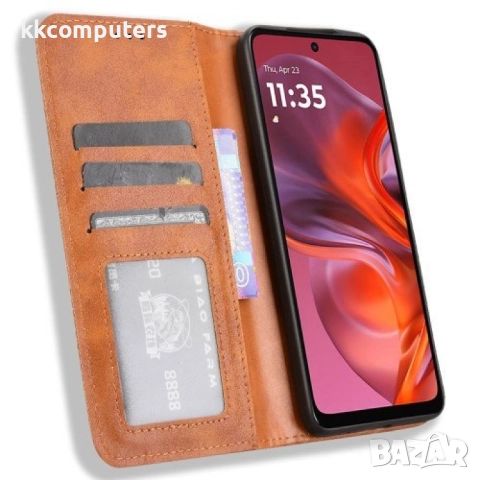 Motorola Moto G05 4G / E15 4G Retro Texture Wallet Калъф и Протектор, снимка 5 - Калъфи, кейсове - 52674093