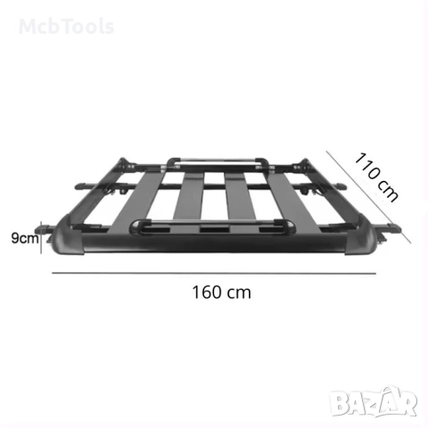 Багажник за покрив 512 (160 х 110 см) – Черен, снимка 2 - Аксесоари и консумативи - 51886660