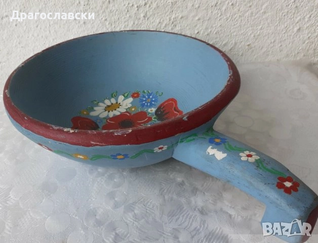 35см стара Дървена  чиния -пано - поднос,  дърворезба, черпак, голяма чиния, зодия, снимка 17 - Декорация за дома - 31174809