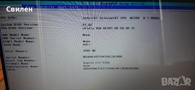 Продавам Acer Aspire ES1-532G на части , счупен екран , работещо дъно