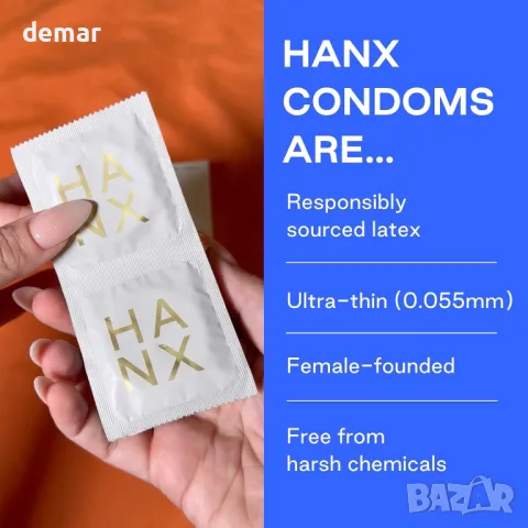 Презервативи HANX, Ултратънки, естествен латекс със силиконов лубрикант, Стандартни (опаковка от 30), снимка 5 - Други стоки за дома - 49885874
