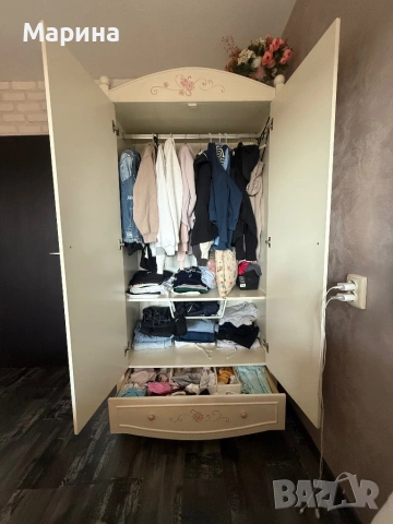 Детски спален комплект-Гардероб,легло,бюро и скрин, снимка 2 - Мебели за детската стая - 53847234