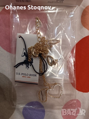 Комплект обеци и колие US POLO – сърце, снимка 3 - Обеци - 53440452