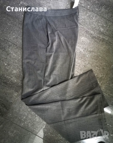 Елегантен нов дамски панталон в сиво с райе, снимка 6 - Панталони - 52747090