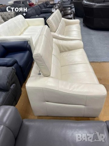 Кремави кожени дивани тройка и двойка "Elixir" с подвижни облегалки, снимка 3 - Дивани и мека мебел - 39944689