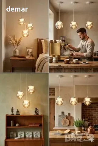 Полилей NexLume Ceiling Crystal Pendant Light с LED кристален клъстер и регулируема височина, снимка 5 - Полилеи - 55849758