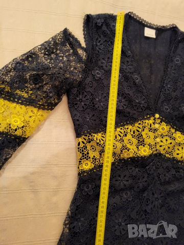 Тъмносиня дантелена рокля на PINCO р-р 38, снимка 6 - Рокли - 44655167