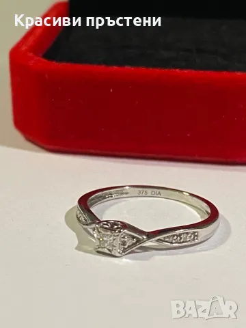 Златен пръстен с 7 диаманта 9кр, снимка 3 - Пръстени - 50181856
