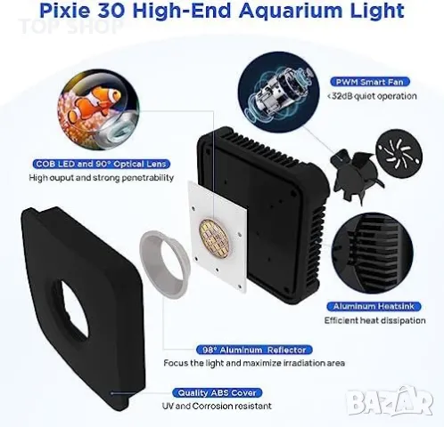 Нова 25W LED светлина за аквариум RF дистанционно затъмняване, снимка 5 - Аквариуми - 49217216