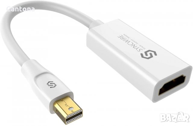 Syncwire Mini DisplayPort към HDMI адаптер - 21 см/бял, снимка 1 - Кабели и адаптери - 35709357