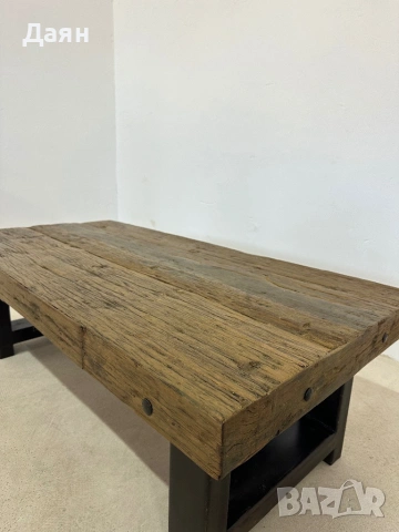 Масивна дървена холна маса с метални крака , снимка 5 - Маси - 53754308