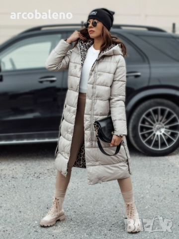 Дълго реверсивно ватирано дамско яке с качулка VELVETTI, 3цвята , снимка 7 - Якета - 47390331