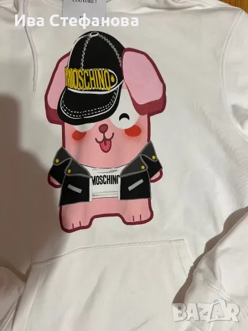 Оригинална бяла блуза Moschino 100 % памук памучна универсален размер суичър , снимка 3 - Блузи с дълъг ръкав и пуловери - 48091874