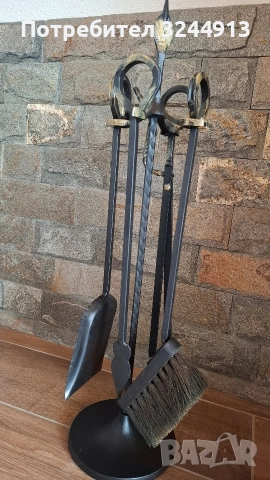 Красив комплект за камина от ковано желязо пет части, снимка 7 - Други стоки за дома - 53270841