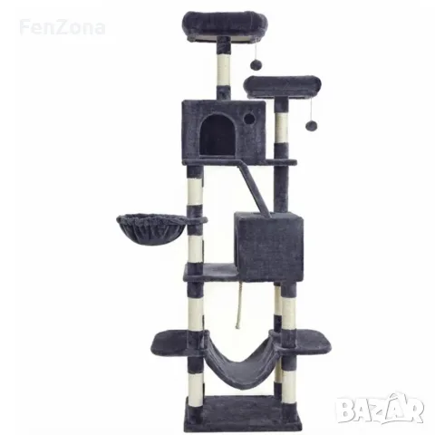 Драскалка за котки Dark Gray 206 см – XXL катерушка с къщички, хамаци и платформи, снимка 3 - За котки - 55783265