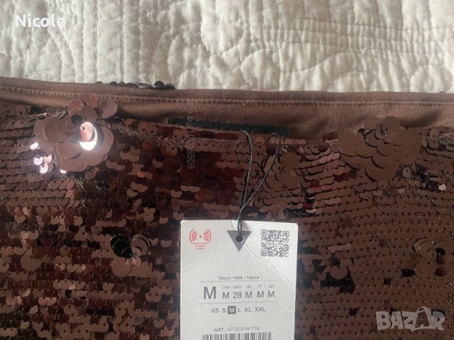 Пола с паети и цветя, ZARA нова, снимка 12 - Поли - 53415915