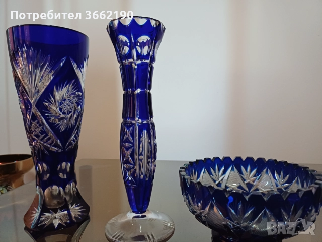 Сет от кристални вази и бонбониера, снимка 8 - Вази - 52778275