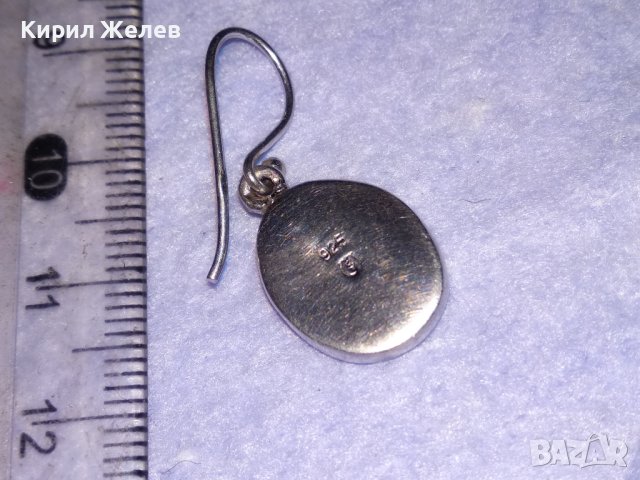 СКЪПОЦЕННА СРЕБЪРНА АРТ НУВО СТИЛ АНГЛИЙСКА ОБЕЦА СРЕБРО 925 с ПРЕКРАСЕН ШЛИФОВАН ОПАЛ 38691, снимка 7 - Обеци - 41730336