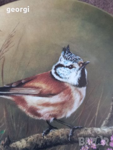 Немска порцеланова декоративна чиния с птица, снимка 2 - Декорация за дома - 39229133