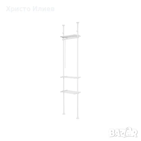 Телескопичен гардероб с 3 рафта и релса бял Livarno Home, снимка 5 - Гардероби - 49460951