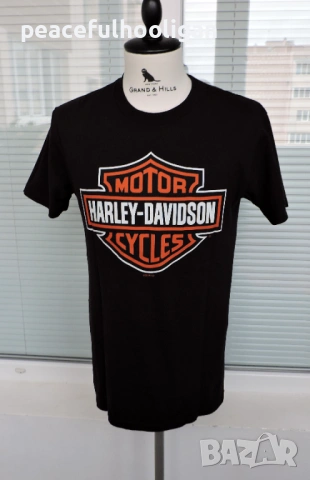 Harley Davidson Augsburg Germany мъжка тениска с двустранен принт, като ново, размер M/S