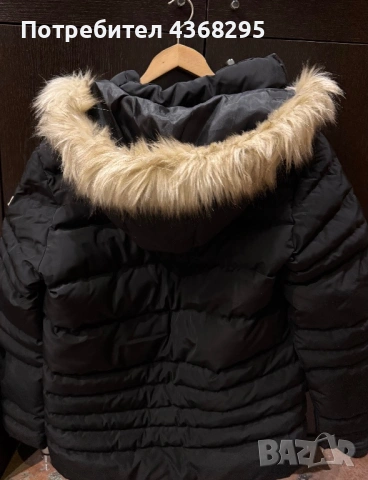 Черно зимно яке с качулка, снимка 4 - Якета - 53614895