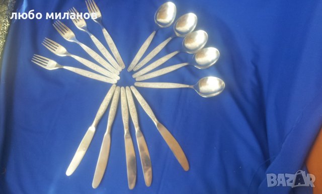 Масивни 5 вилици, 5 лъжици, 5 вилици с инкрустации, снимка 1