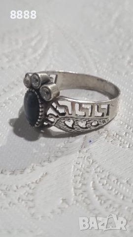 Vintage сребърен пръстен 925 с котешко око , снимка 5 - Пръстени - 44406188