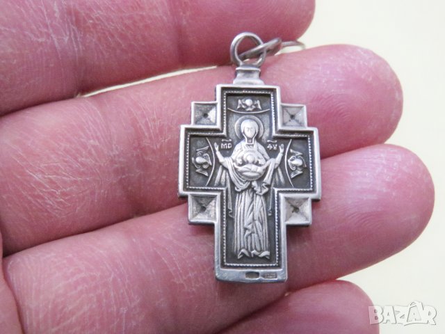 Старинен кован  православен кръст разпятие Исус Христос Света Богородица, Дева Мария Кръщене, снимка 2 - Колиета, медальони, синджири - 40692836