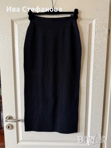 Нова дълга черна елегантна пола с цепка мерино Long Usland , снимка 5 - Поли - 43051486