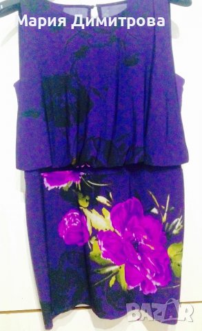 Красива лилава рокля с цветя, снимка 2 - Рокли - 38856454