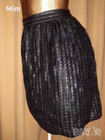Vero Moda XL Черна кожена пола на изрязани кръгове , снимка 5 - Поли - 33945268