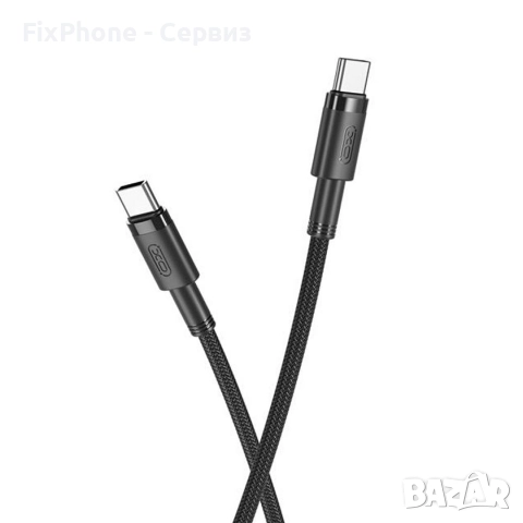 Кабел USB-C - USB-C, XO NB-Q199 1,5м плетен в кутия 100W, Черен

, снимка 2 - Оригинални зарядни - 52596225