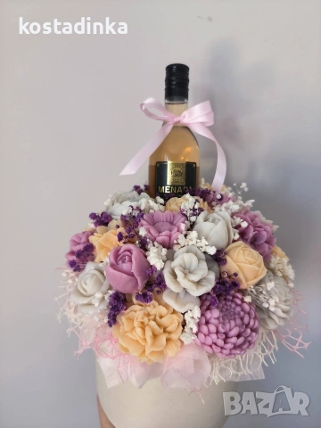 Сапунен букет "Бутилка", снимка 4 - Подаръци за жени - 53446859