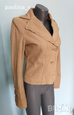 Дизайнерско сако / яке от естествен мек набук "Arma"®leather / малък размер , снимка 3 - Сака - 36148932