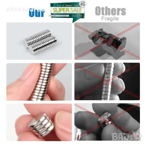 Супер силни нови неодимови дискови малки мощни магнити 3 мм. за хладилник строителни научни офис, снимка 7 - Други инструменти - 48677100