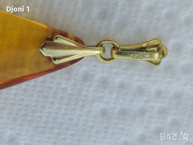 Кехлибарена висулка със златен държач , снимка 3 - Други - 53590355