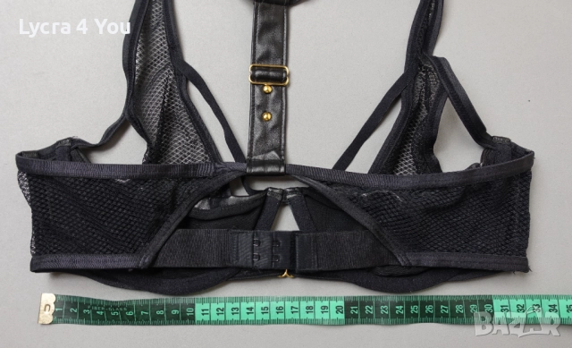 75В черен сутиен от еко кожа и прозрачна мрежа, снимка 8 - Бельо - 51862105