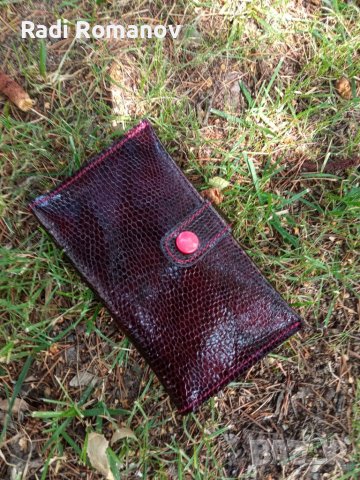 Дамски кожен портфейл, дамско портмоне,ръчна изработка, бордо